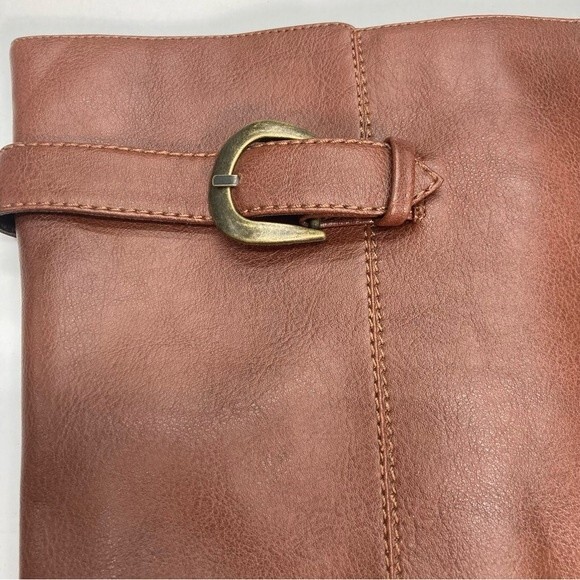 David Tate Knee High Boots SZ 7.5W Brown Adjustable Calf Buckle Zip Up EUC - Picture 4 of 13